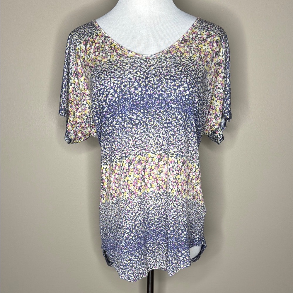 Ella Moss womens short sleeve t-shirt multicolor floral size L.
